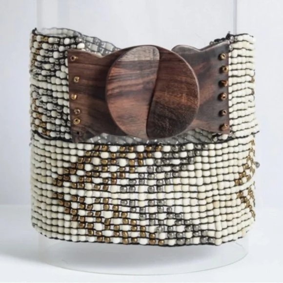 ✨2X HP✨ Boho Tribal Arrow Elastic Stretchy Beaded Belt w/Wooden Hook Buckle - Picture 8 of 8